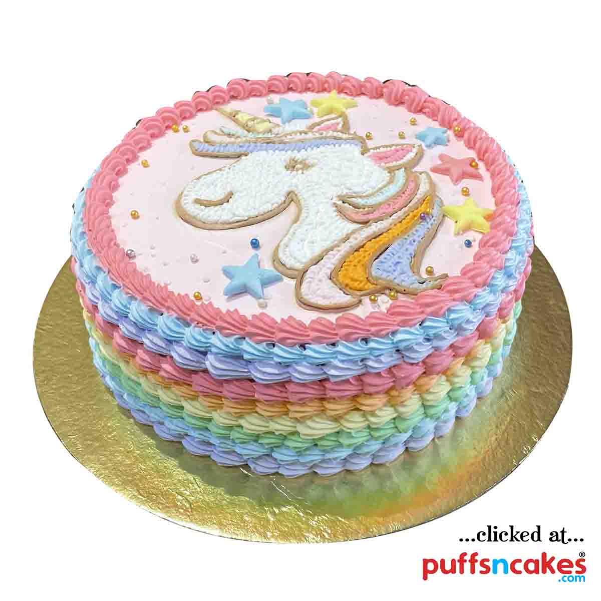 (1650) Unicorn Theme Cream Cake